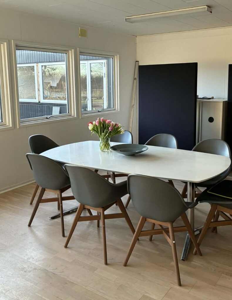 Otte stole rundt om et spisebord